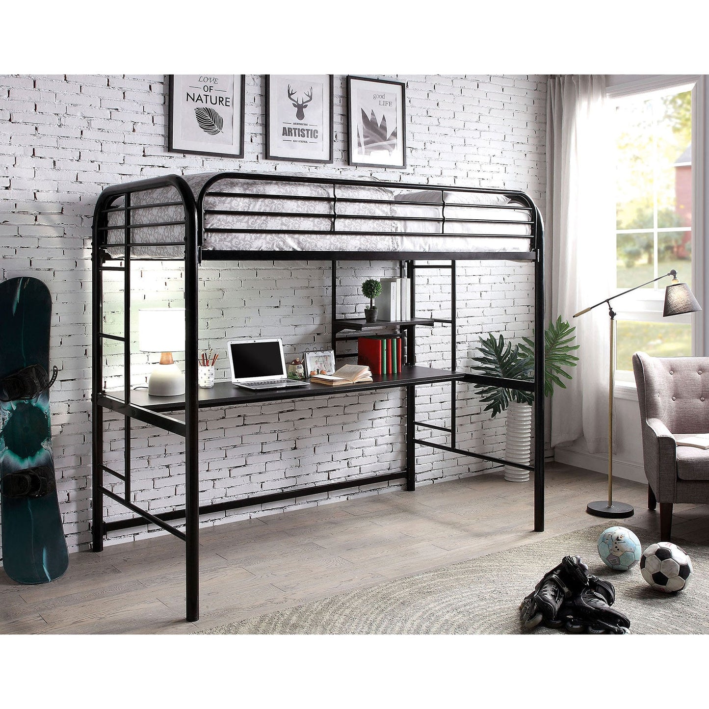 Opal Iii Black Twin Loft Bed FOA East