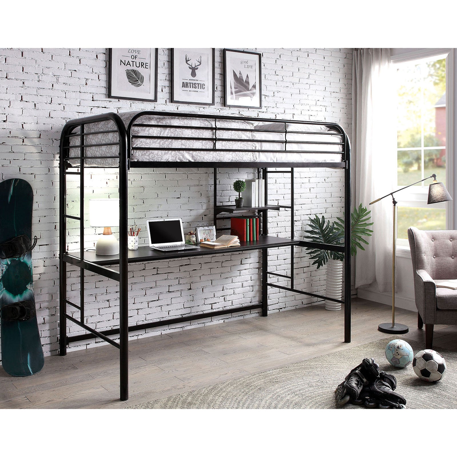 Opal Iii Black Twin Loft Bed FOA East