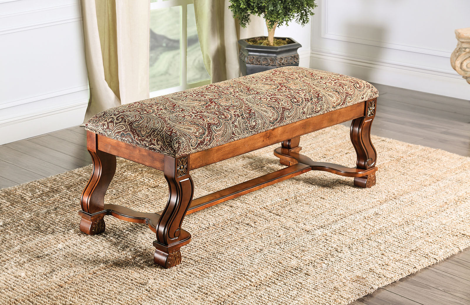 Vale Royal Antique Oak/Pattern Bench FOA East