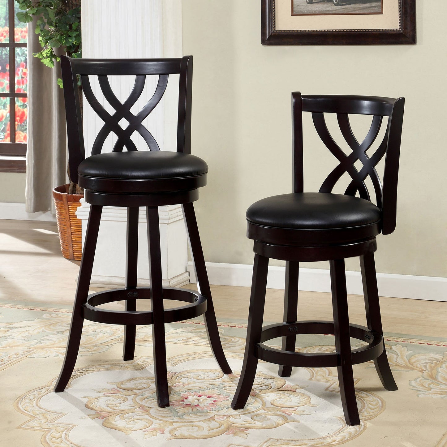 WENDEL Espresso 29" Swivel Bar Stool, Espresso FOA East