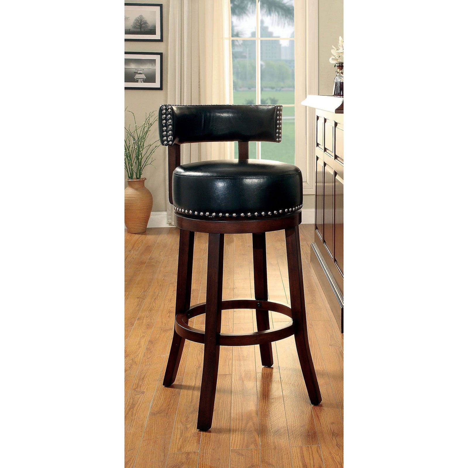 SHIRLEY Dark Oak/Black 29" Bar Stool FOA East