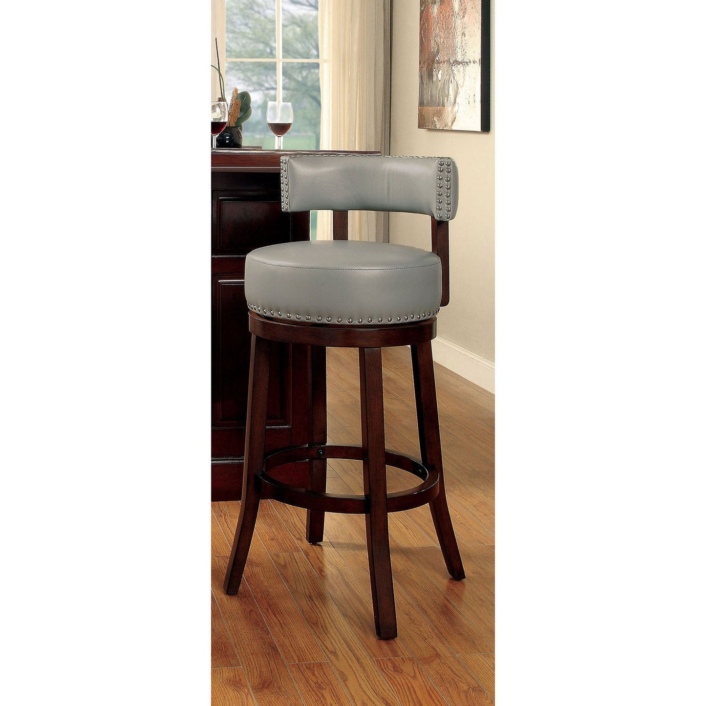 SHIRLEY Dark Oak/Gray 24" Bar Stool FOA East