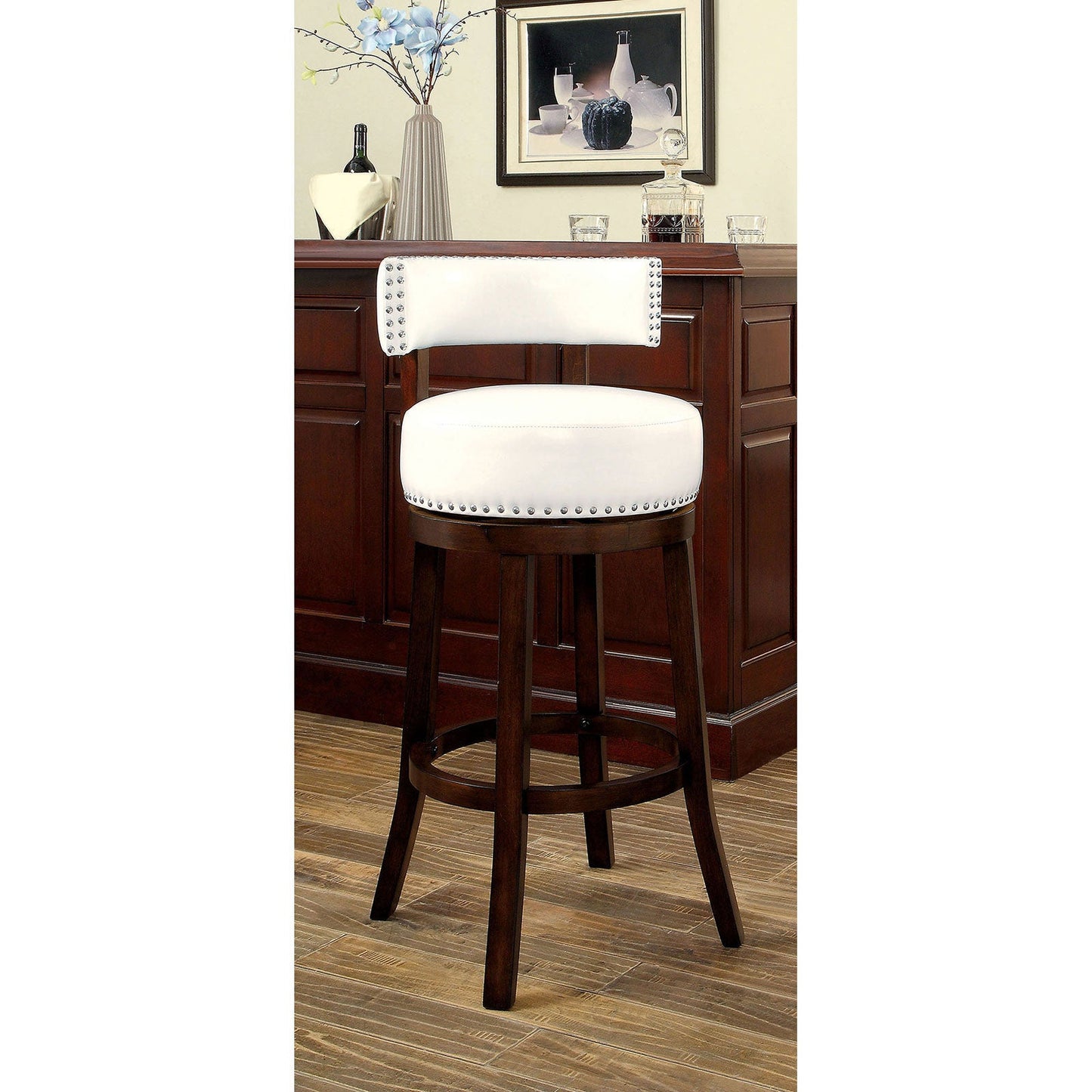 SHIRLEY Dark Oak/White 24" Bar Stool FOA East