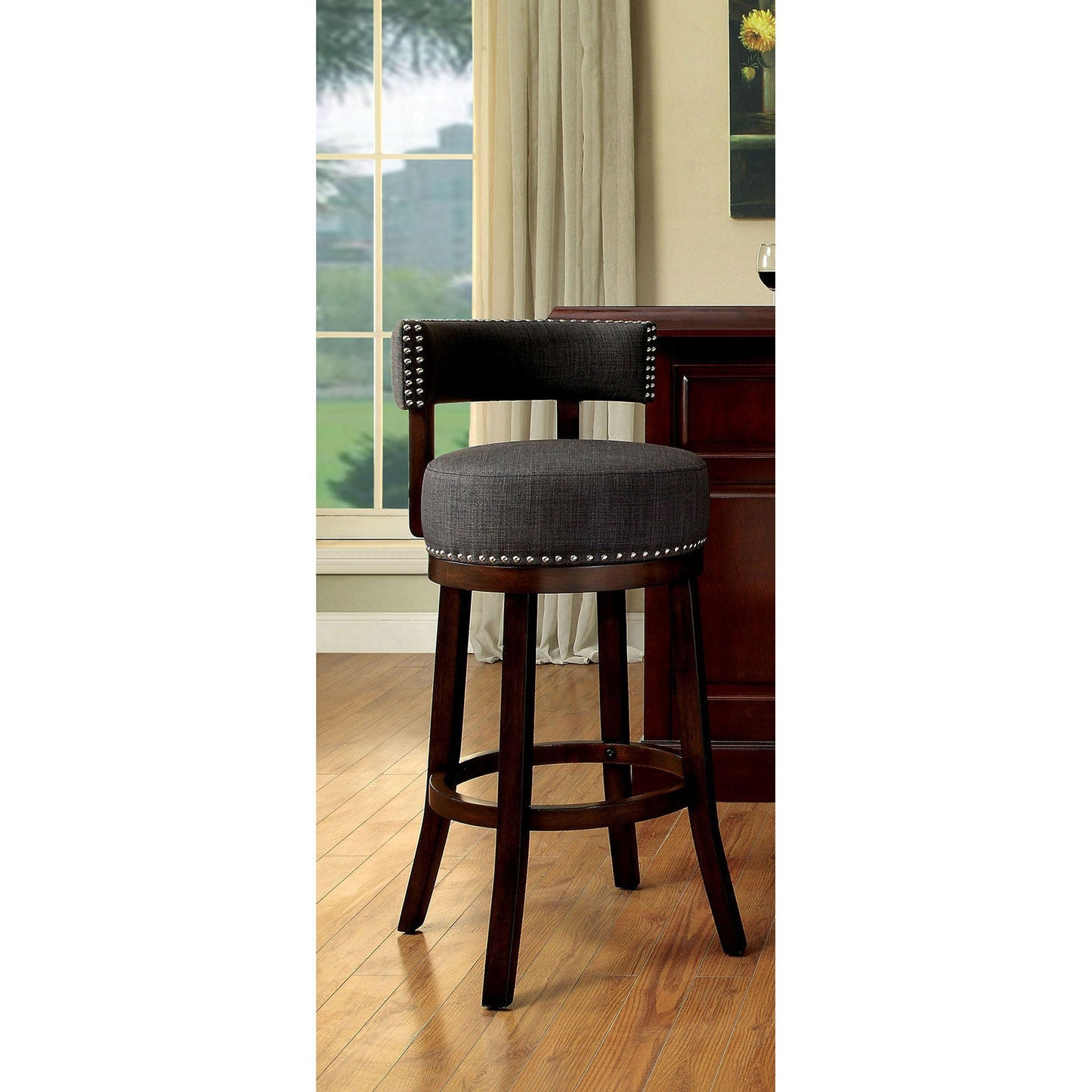 LYNSEY Dark Oak/Gray 29" Bar Stool FOA East