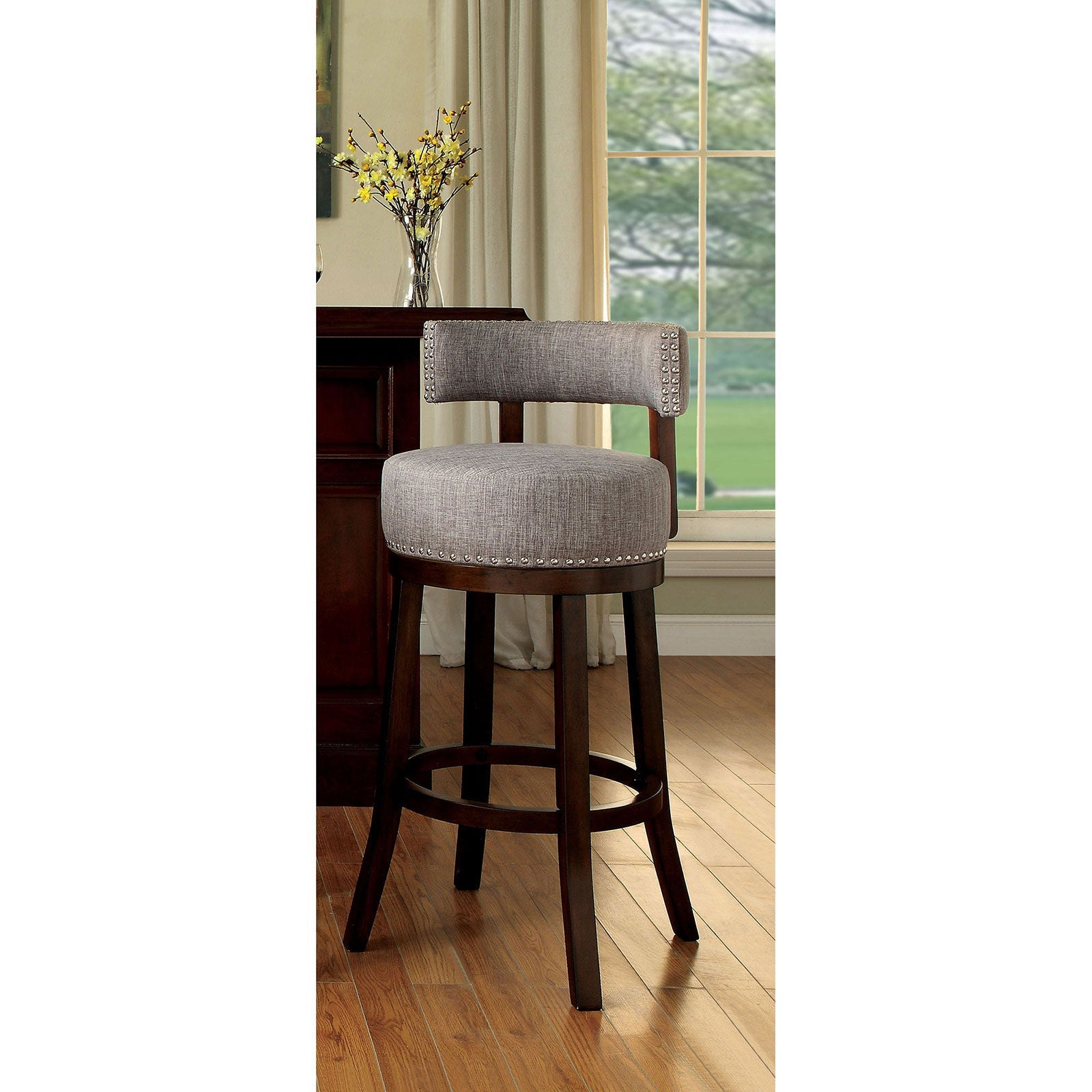 LYNSEY Dark Oak/Light Gray 24" Bar Stool FOA East