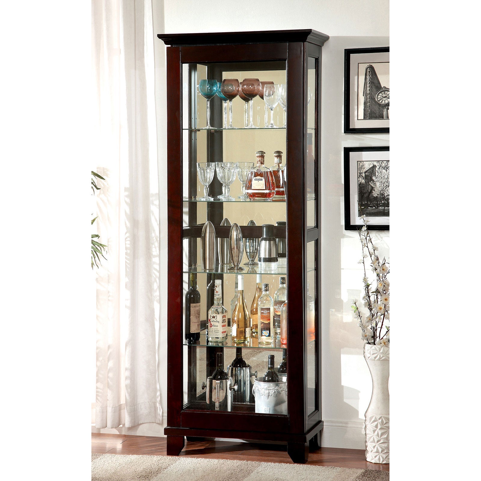 LUDDEN Dark Walnut Curio FOA East