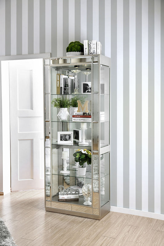 Carrollton Chrome Curio Cabinet FOA East