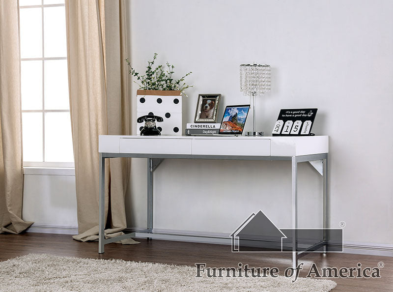 Loke White/Chrome Computer Desk FOA East