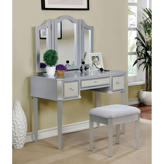 CLARISSE Silver Vanity w/ Stool FOA East