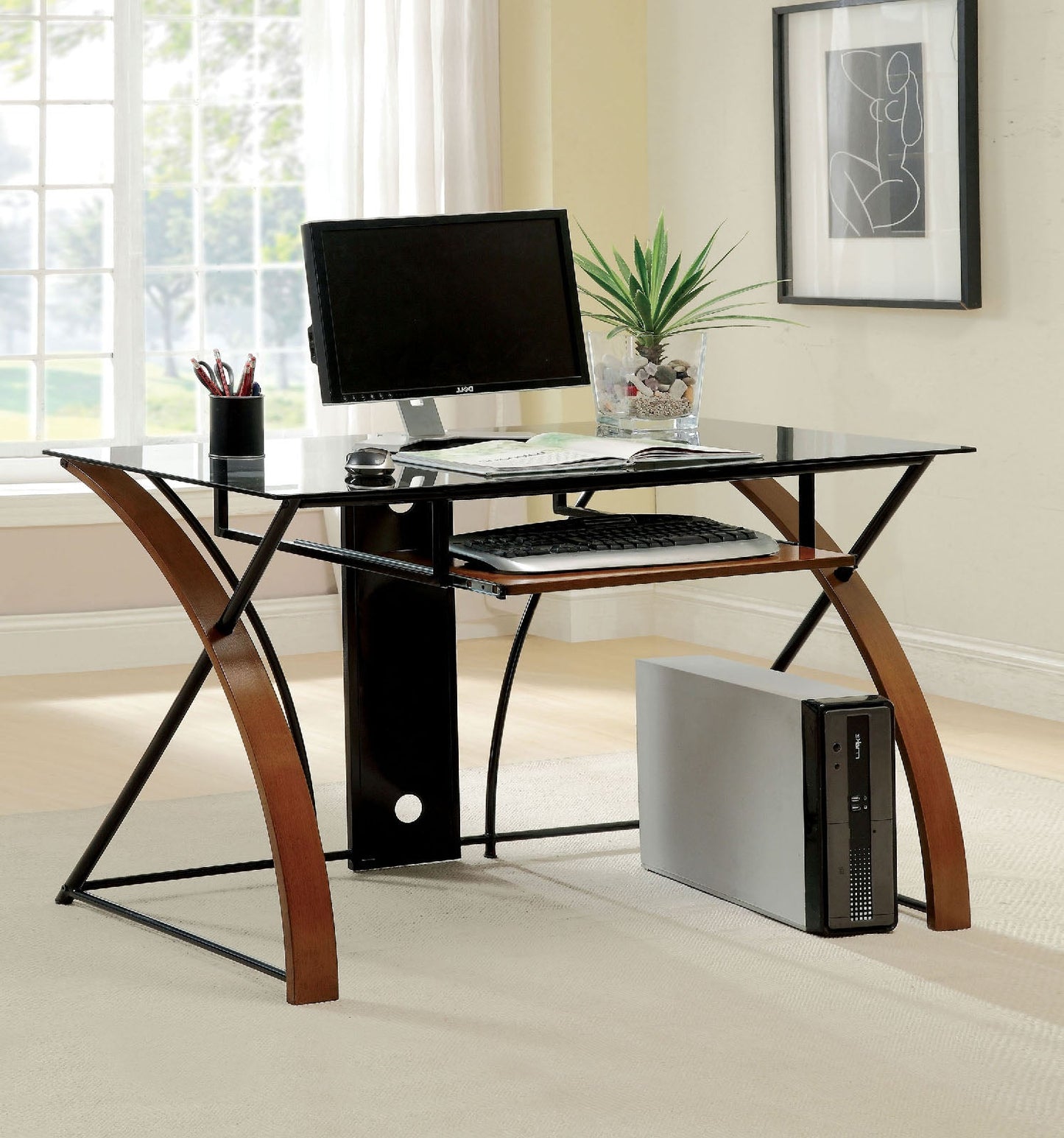 Baden Oak/Black Accent Desk FOA East