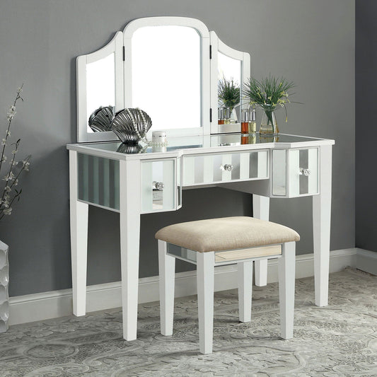 Cyndi White Vanity w/ Stool FOA East