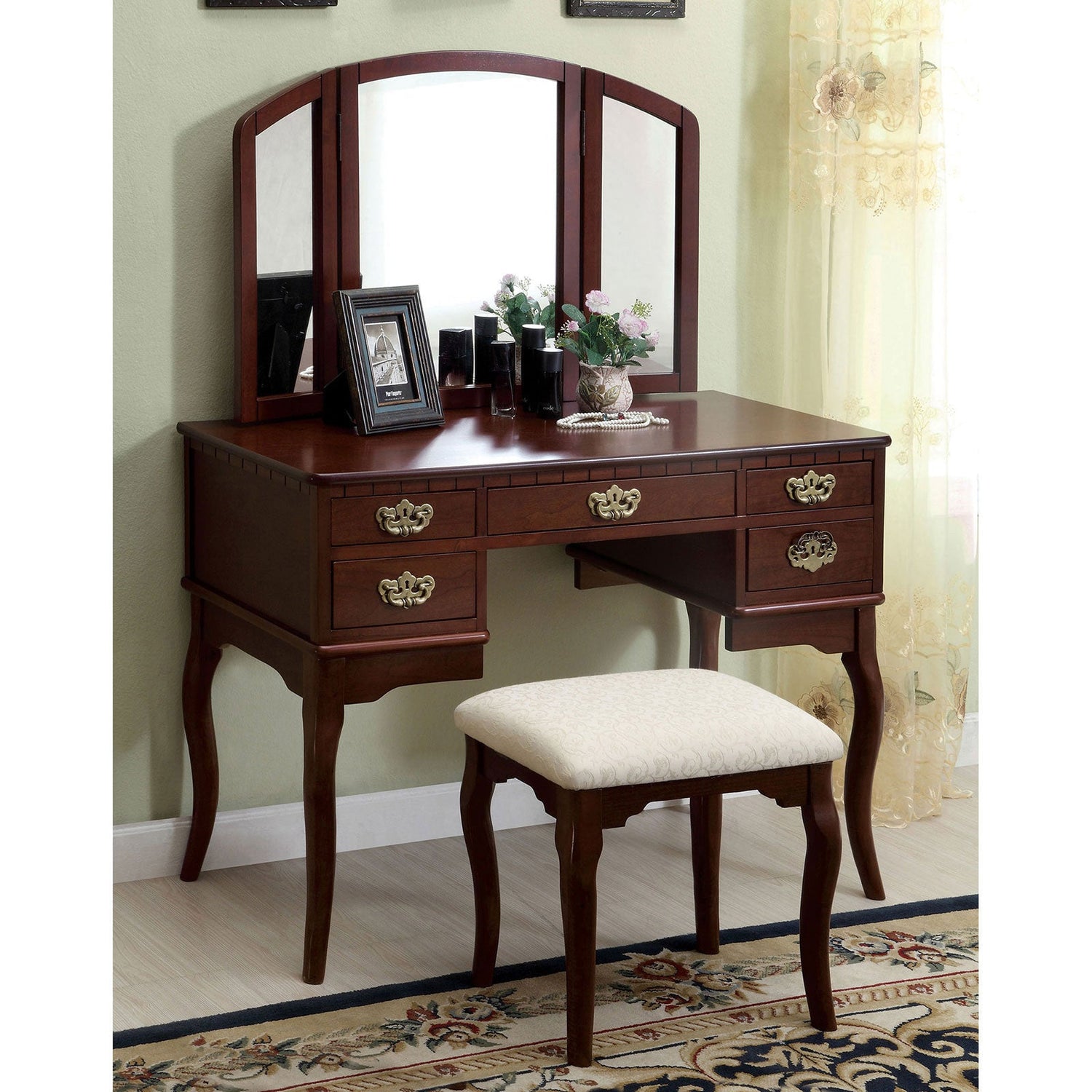 Ashland Cherry Vanity Table FOA East