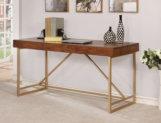 Halstein Light Walnut/Gold Desk