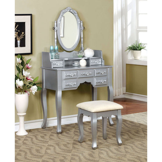 Harriet Silver Vanity w/ Stool FOA East