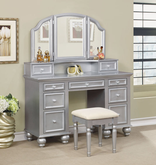 ATHY Silver Vanity w/ Stool FOA East