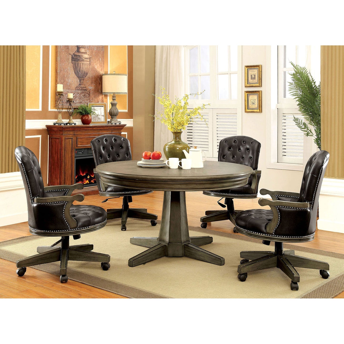 YELENA Gray, Black 5 Pc. Dining Table Set FOA East