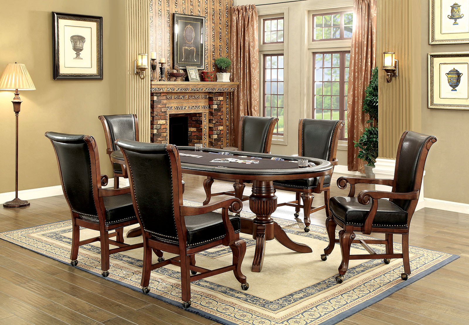 MELINA Brown Cherry 7 Pc. Dining Table Set FOA East