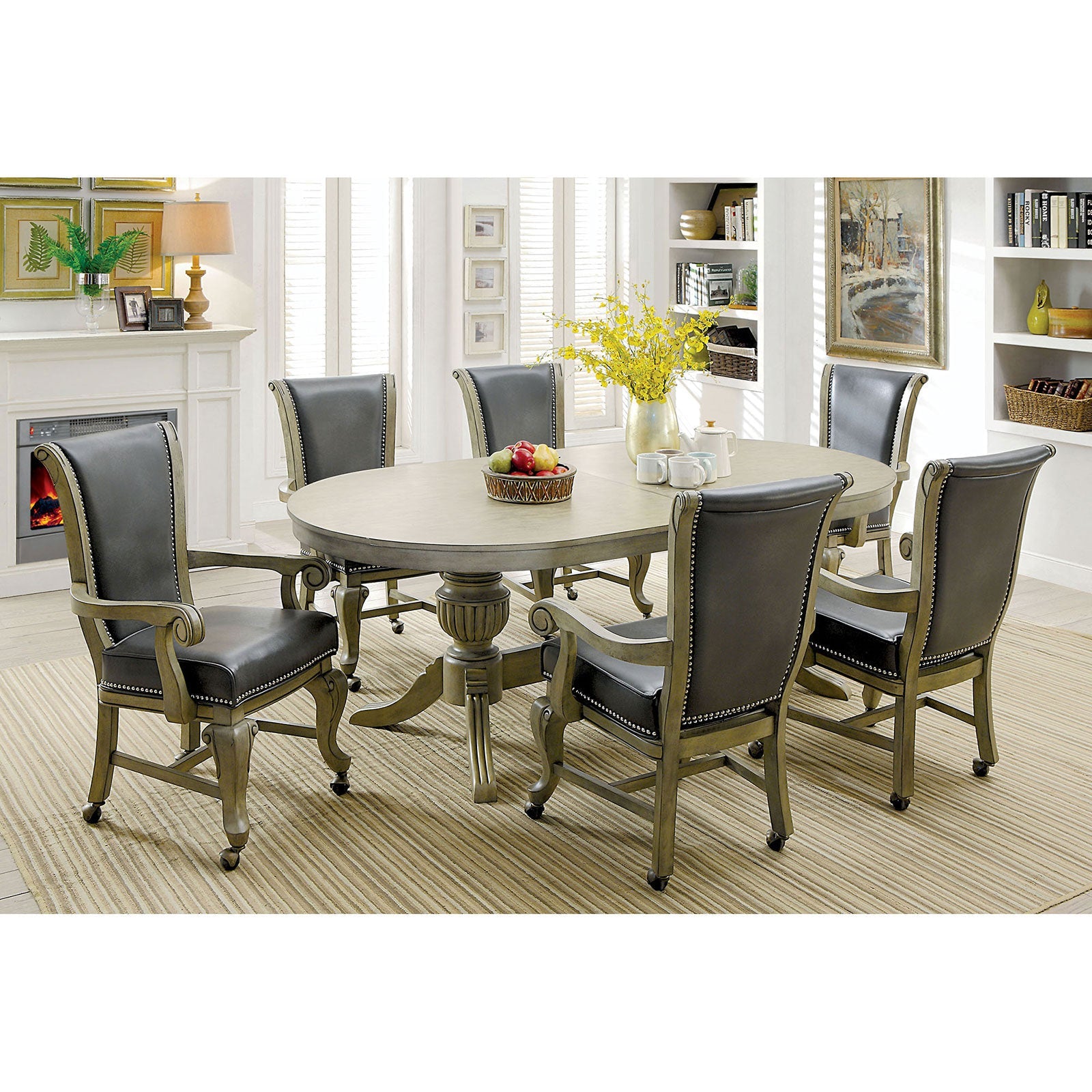 MELINA Gray 7 Pc. Dining Table Set FOA East