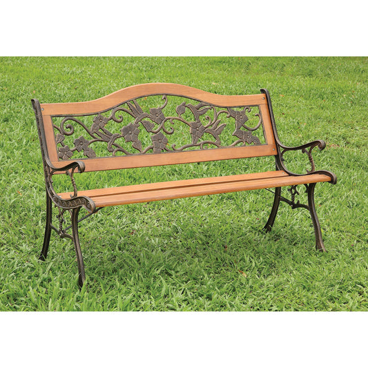 ALBA Antique Oak/Black Patio Wooden Bench FOA East