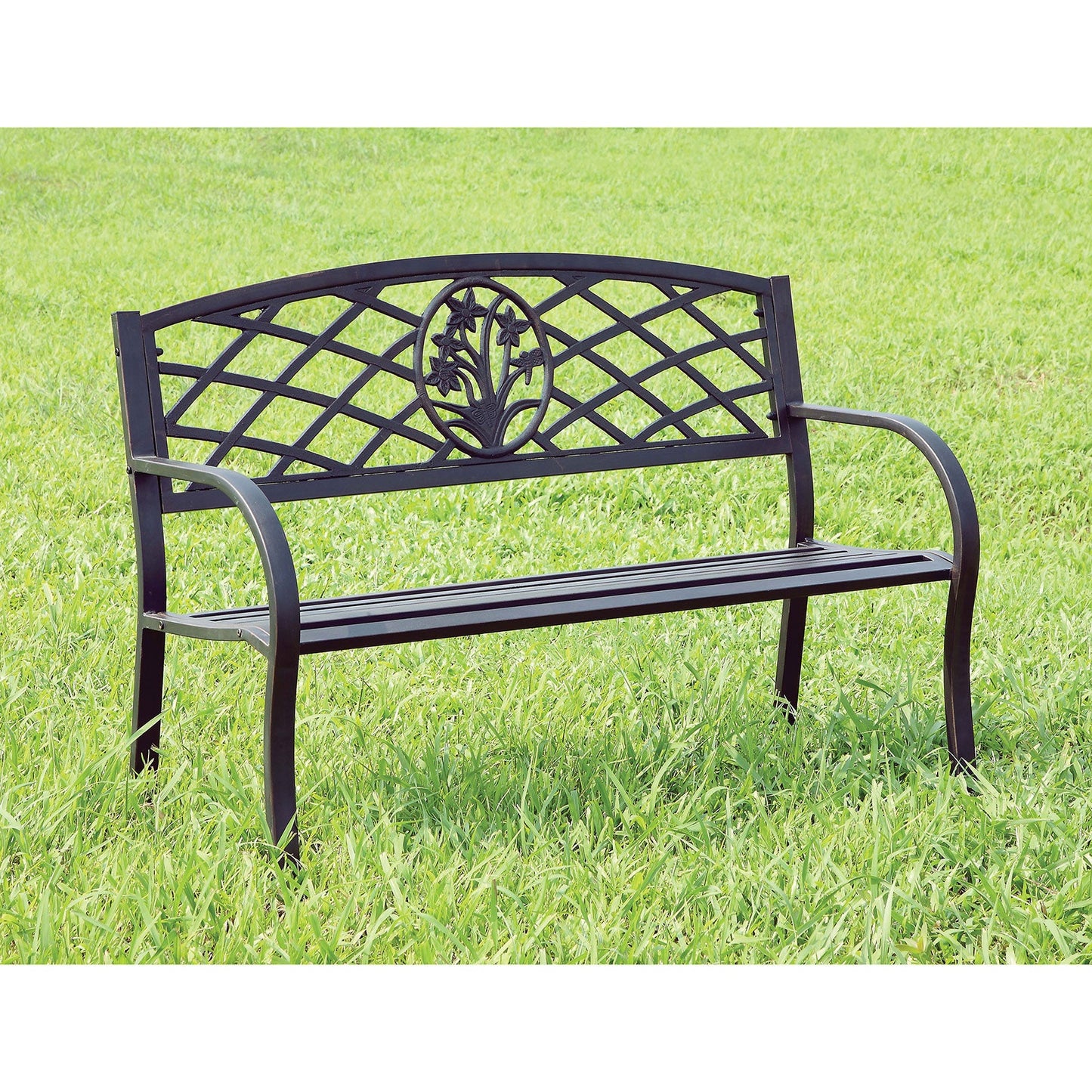 MINOT Black Patio Steel Bench FOA East