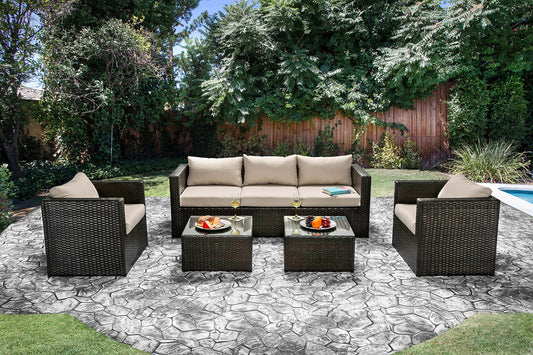 OLINA Beige/Espresso 5 Pc. Patio Set FOA East