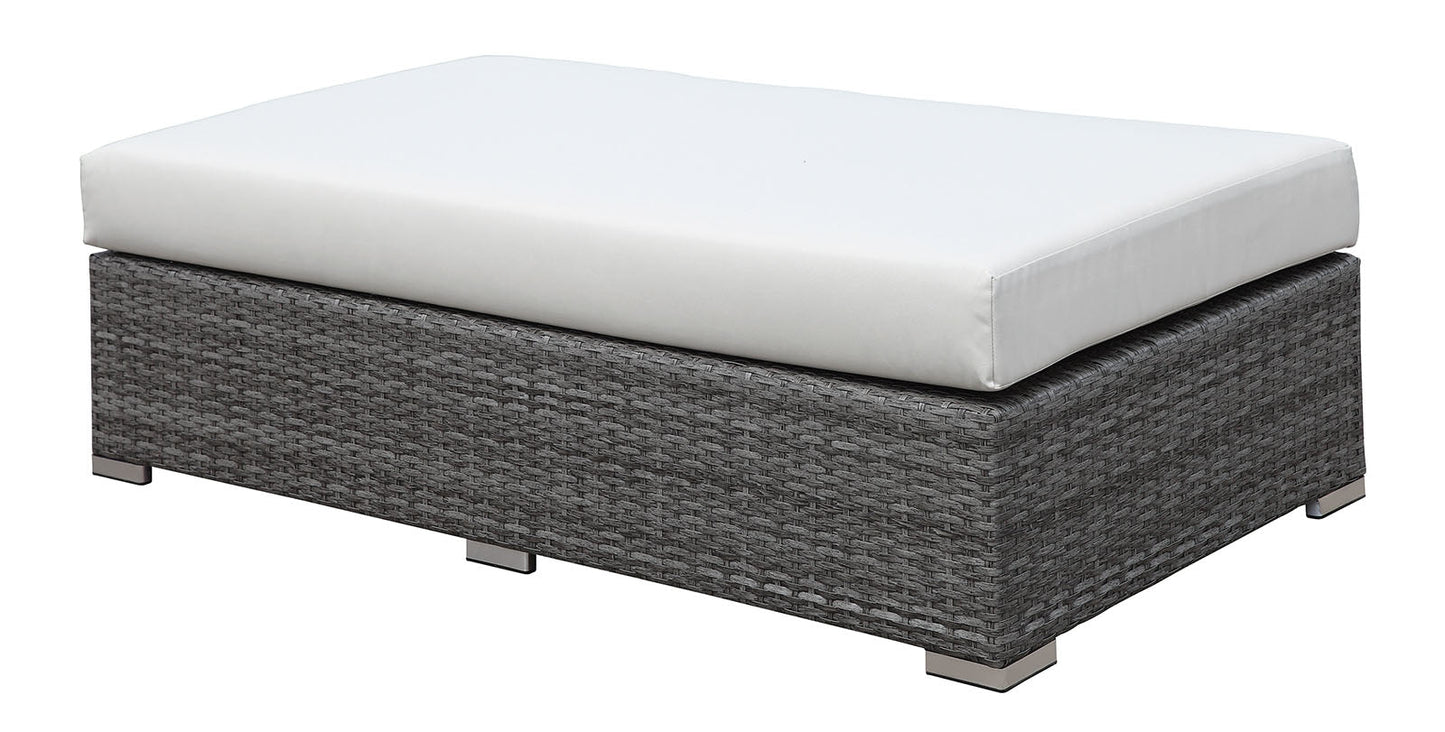 SOMANI Light Gray Wicker/Ivory Cushion Bench FOA East