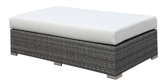 SOMANI Light Gray Wicker/Ivory Cushion Bench FOA East