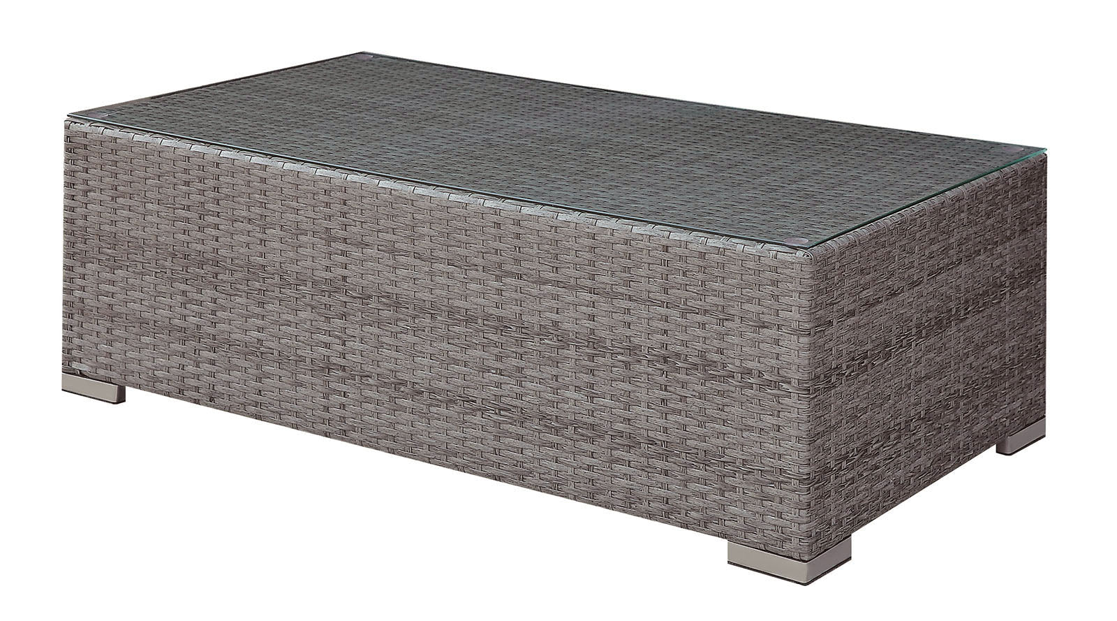 SOMANI Light Gray Wicker/Ivory Cushion Coffee Table FOA East