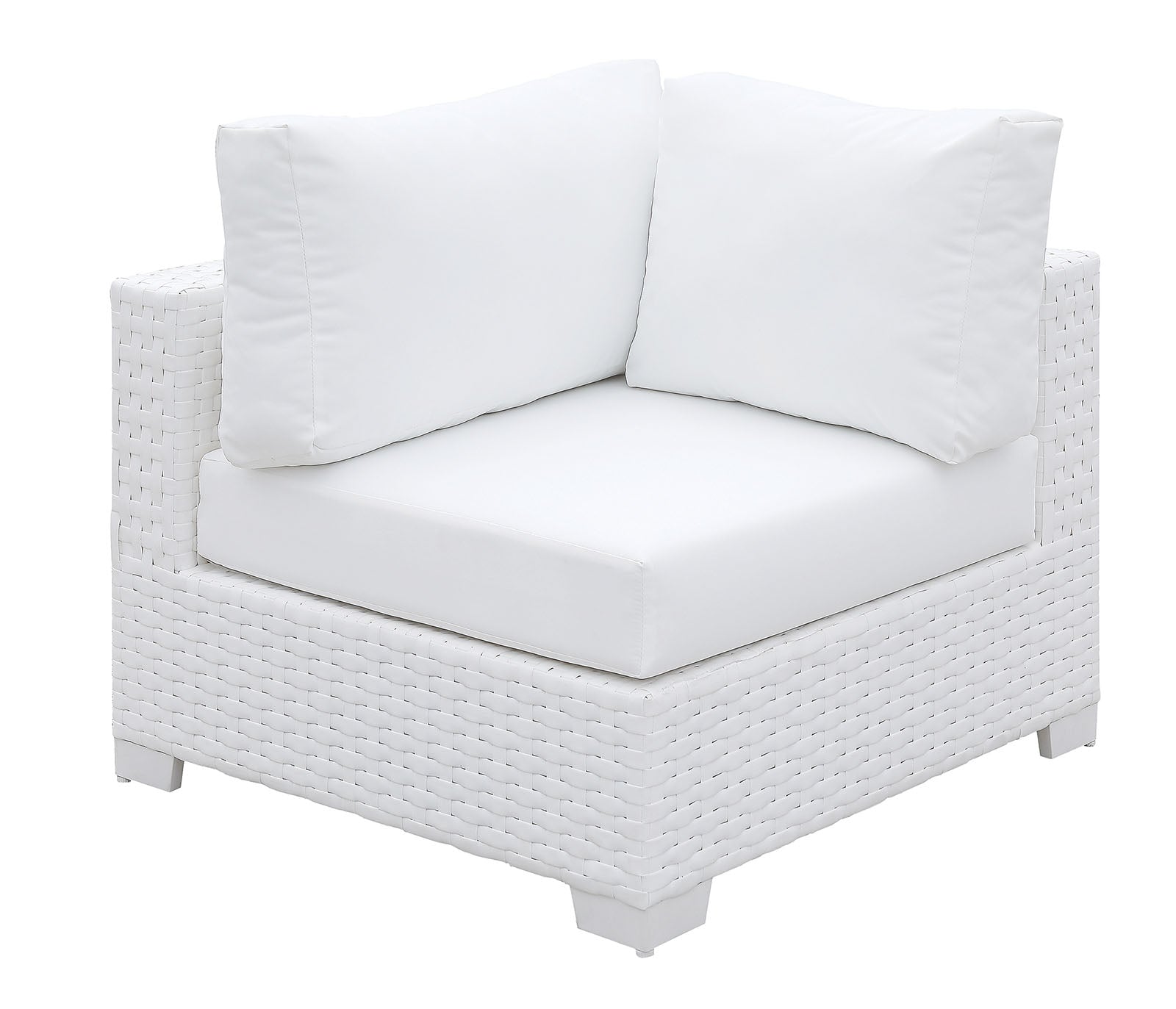 Somani White Wicker/White Cushion Corner Chair FOA East