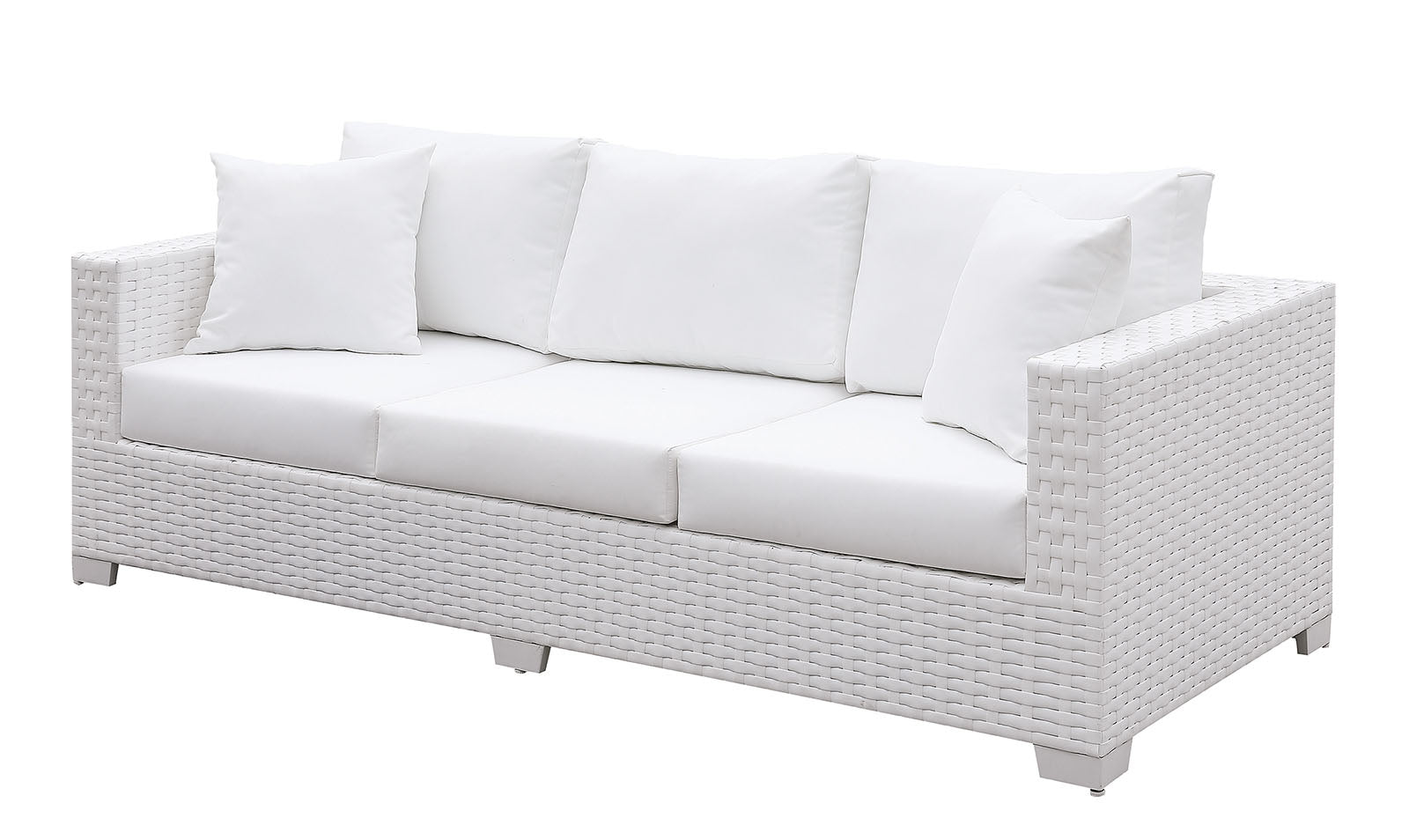 Somani White Wicker/White Cushion Bench FOA East