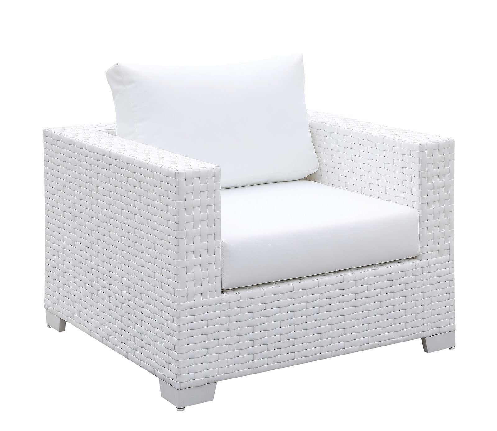 Somani White Wicker/White Cushion Arm Chair FOA East