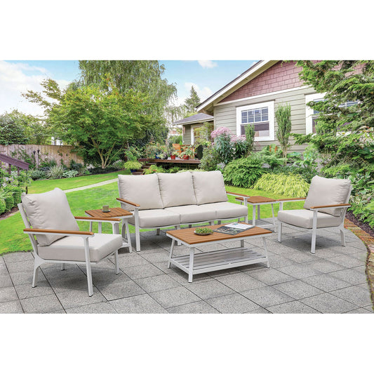 Anishan White/Oak 6 Pc. Patio Set FOA East