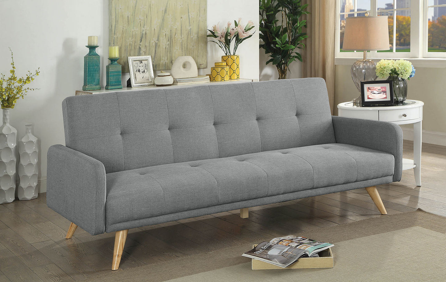 Burgos Gray/Natural Futon Sofa FOA East