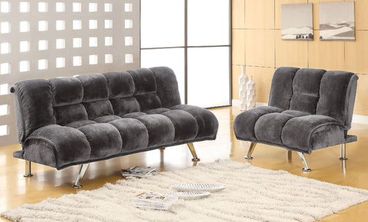 Marbelle Gray Futon Sofa + Chairs FOA East