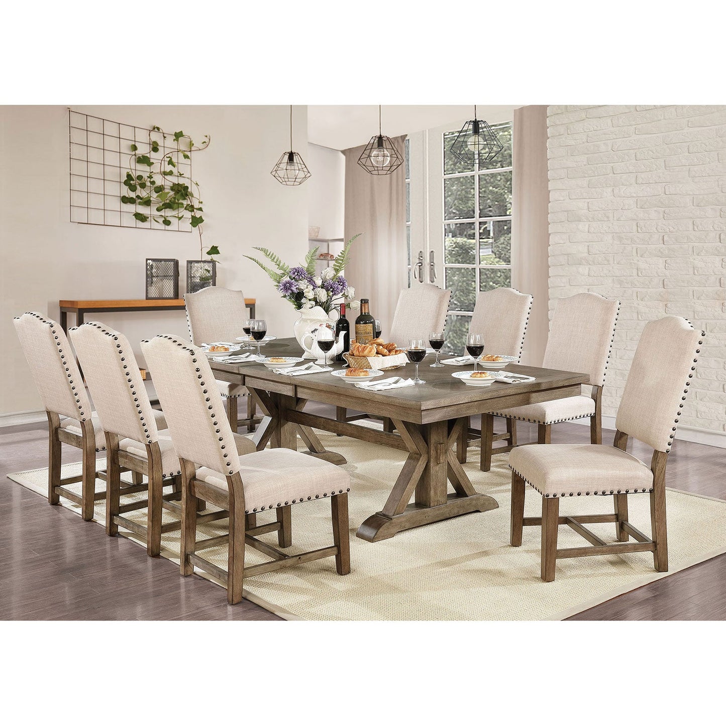 Julia Light Oak 9 Pc. Dining Table Set FOA East