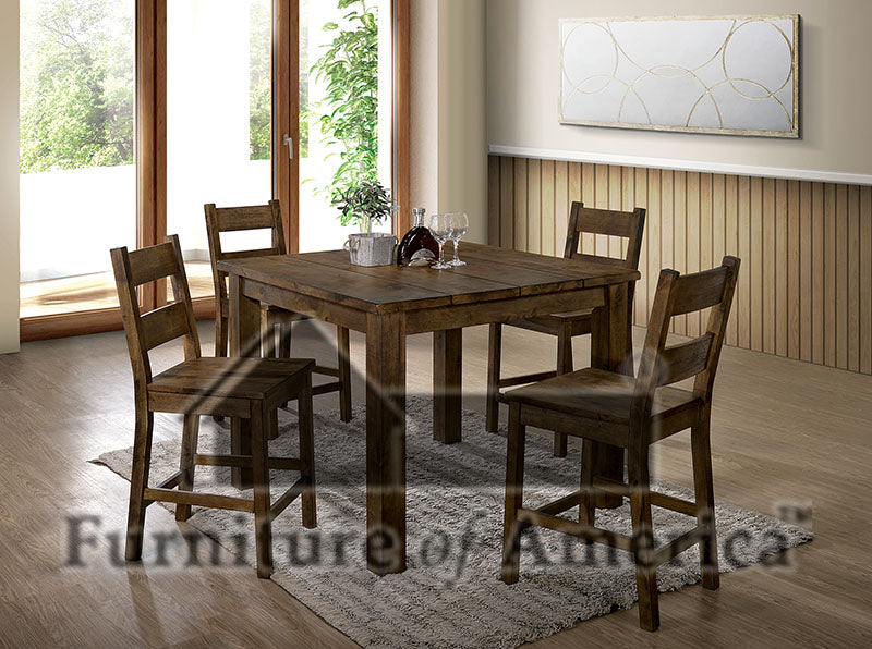 Kristen Rustic Oak 5 Pc. Dining Table Set FOA East