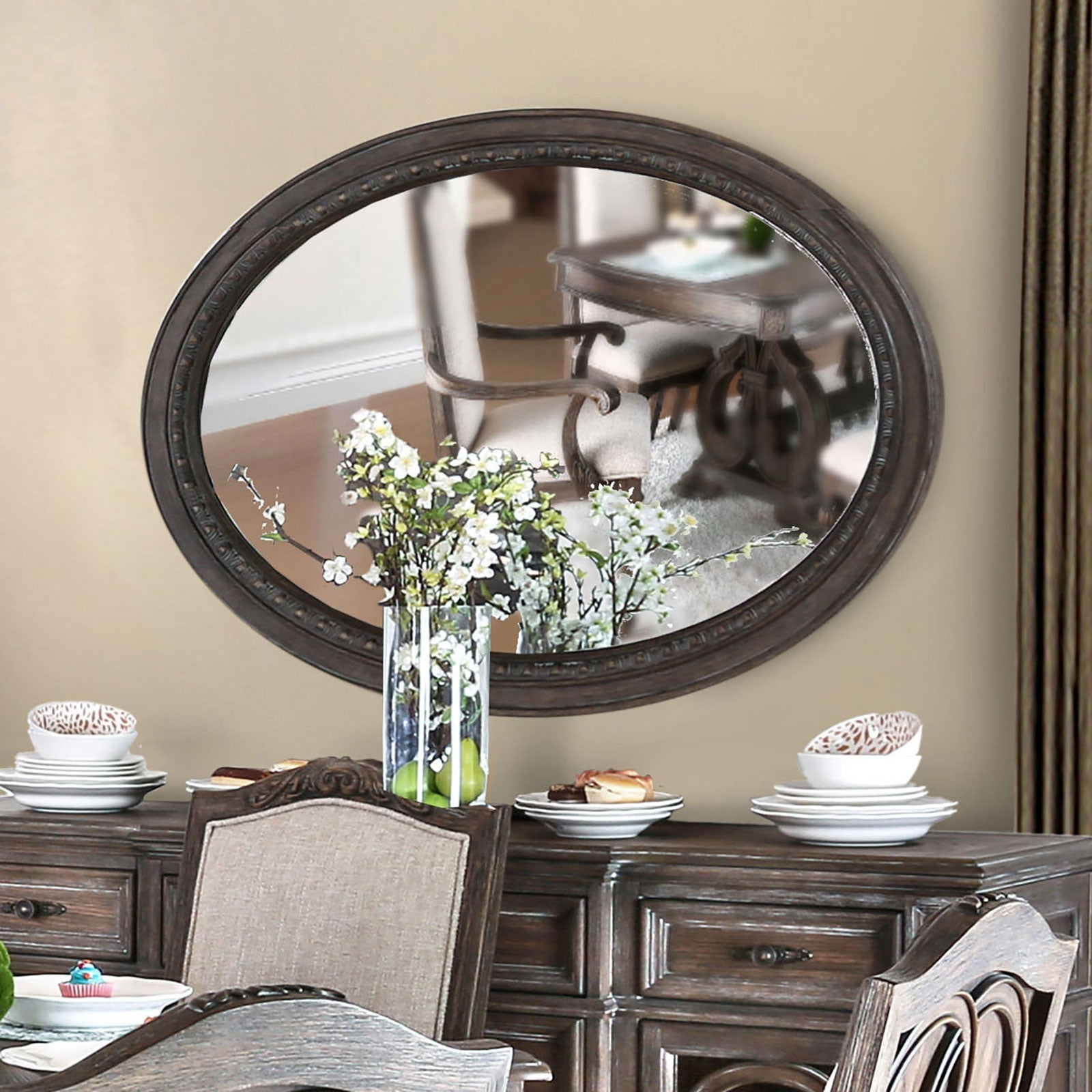 ARCADIA Rustic Natural Tone Mirror, Oval FOA East