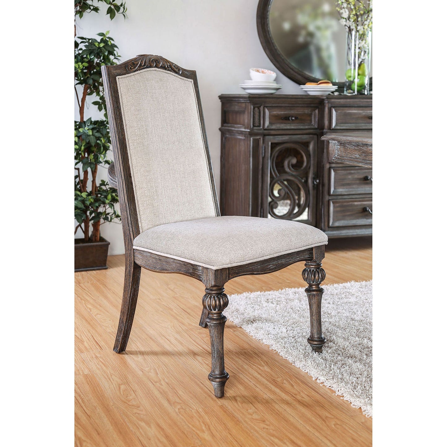 ARCADIA Rustic Natural Tone/ Ivory Side Chair (2/CTN) FOA East