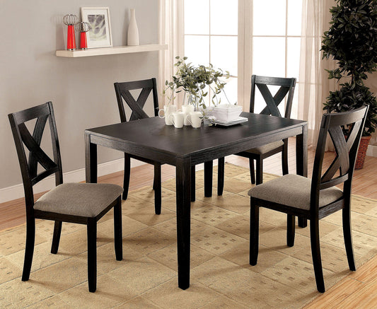 GLENHAM Brushed Black/Gray 5 Pc. Dining Table Set FOA East