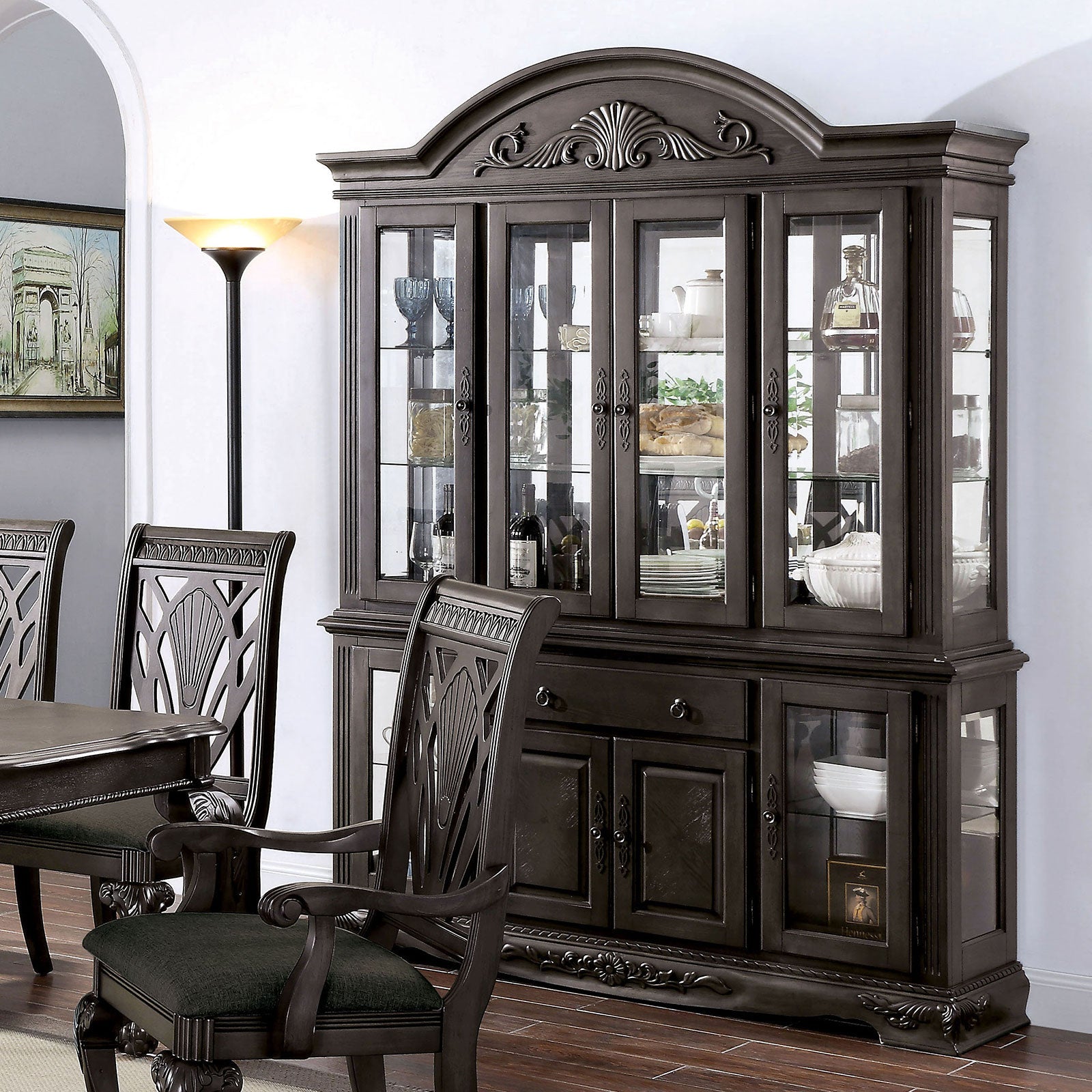 Petersburg Dark Gray Hutch & Buffet FOA East