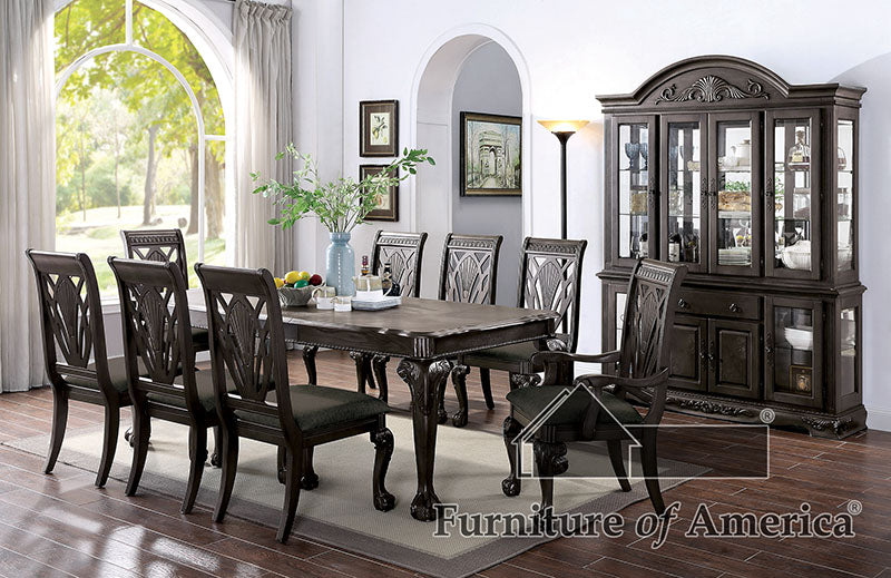 Petersburg Dark Gray 9 Pc. Dining Table Set (2AC+6SC) FOA East