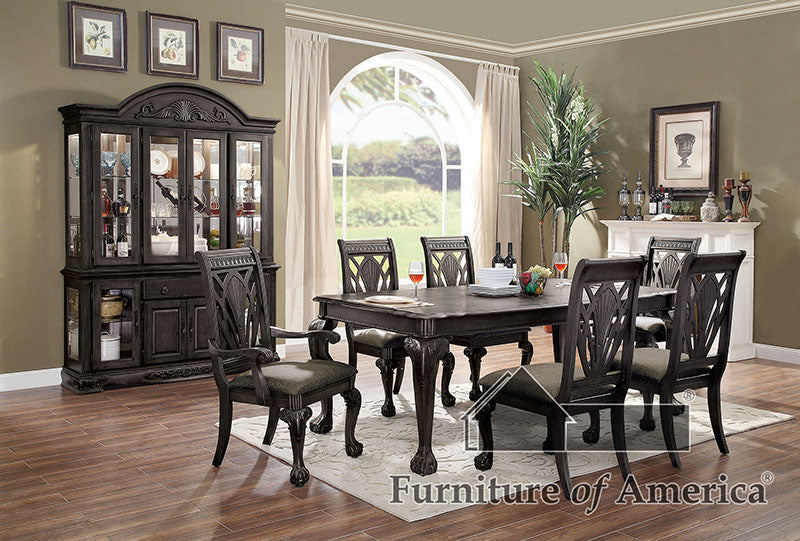 Petersburg Dark Gray 7 Pc. Dining Table Set (2AC+4SC) FOA East