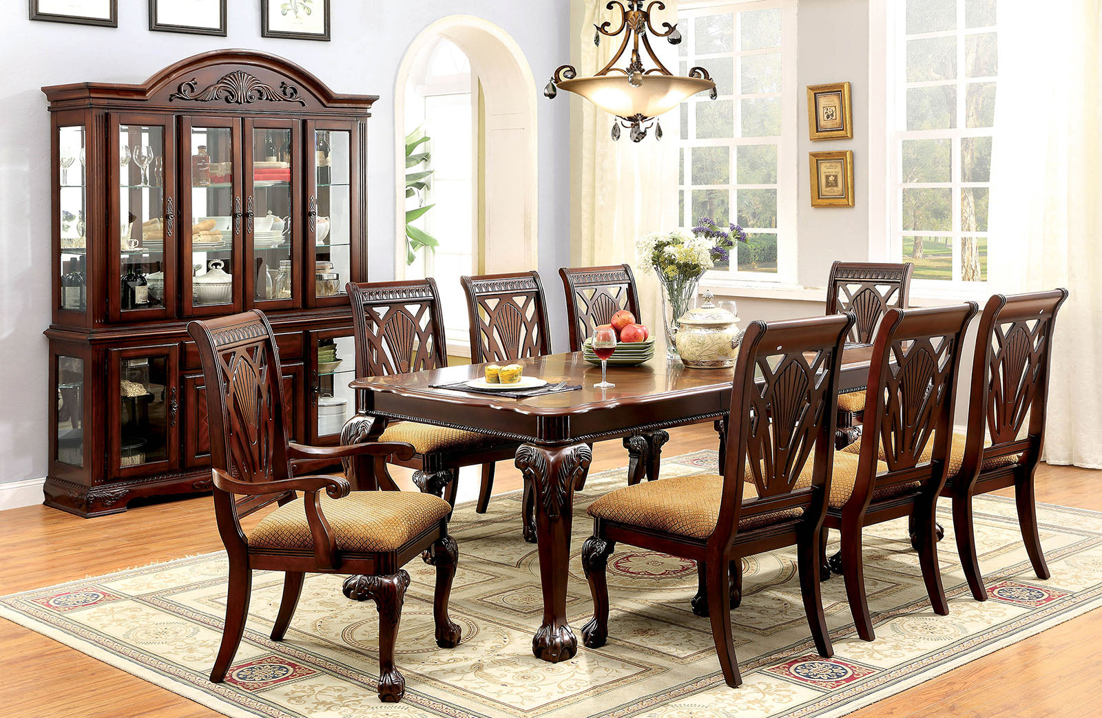 PETERSBURG I Cherry 7 Pc. Dining Table Set (2AC+4SC) FOA East