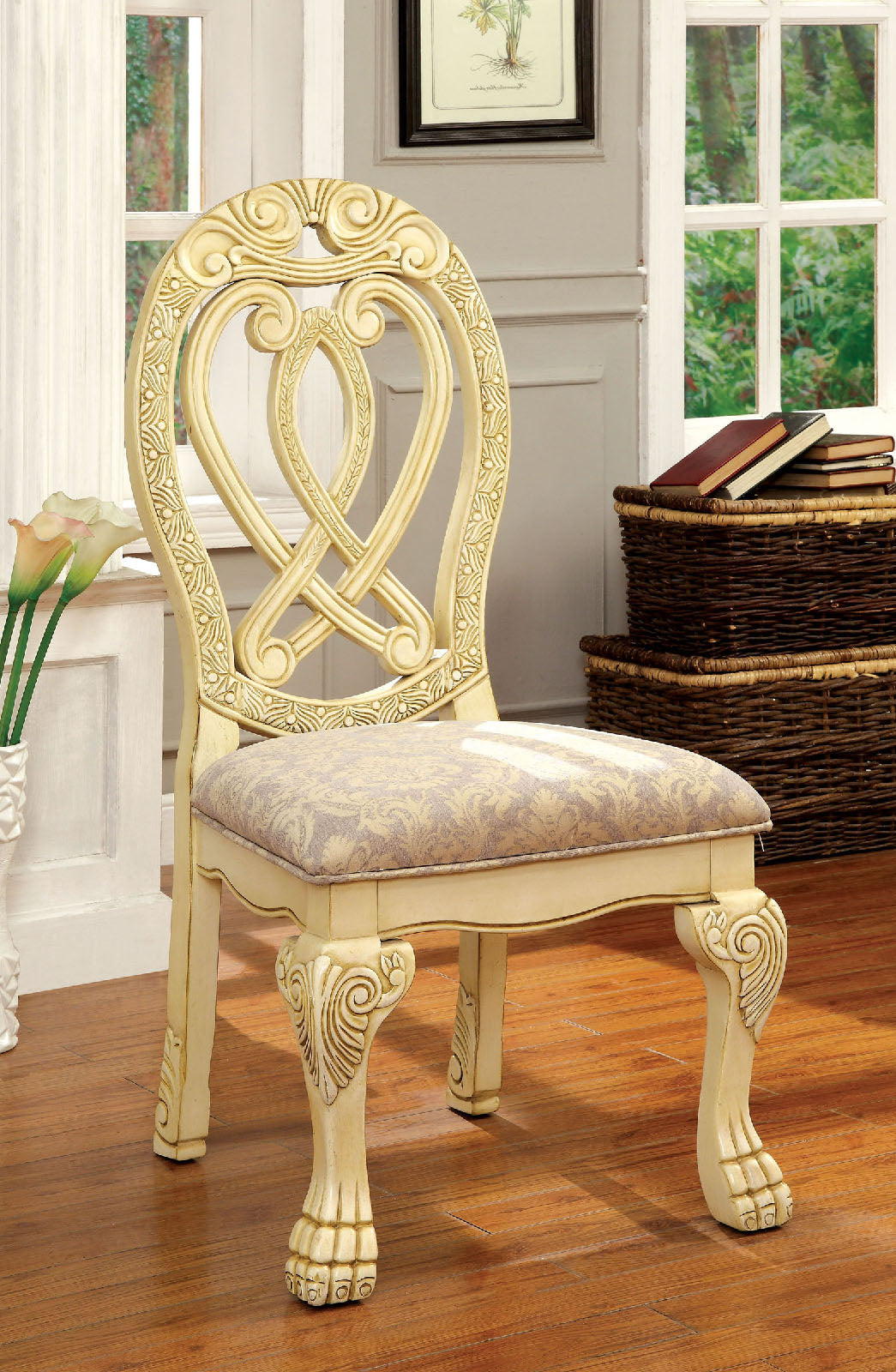 WYNDMERE Vintage White Side Chair (2/CTN) FOA East