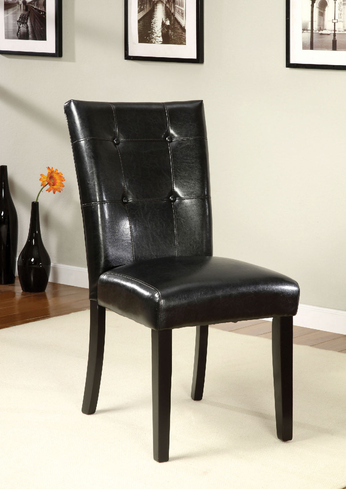 Boulder I Black Leatherette Parson Chair (2/CTN) FOA East