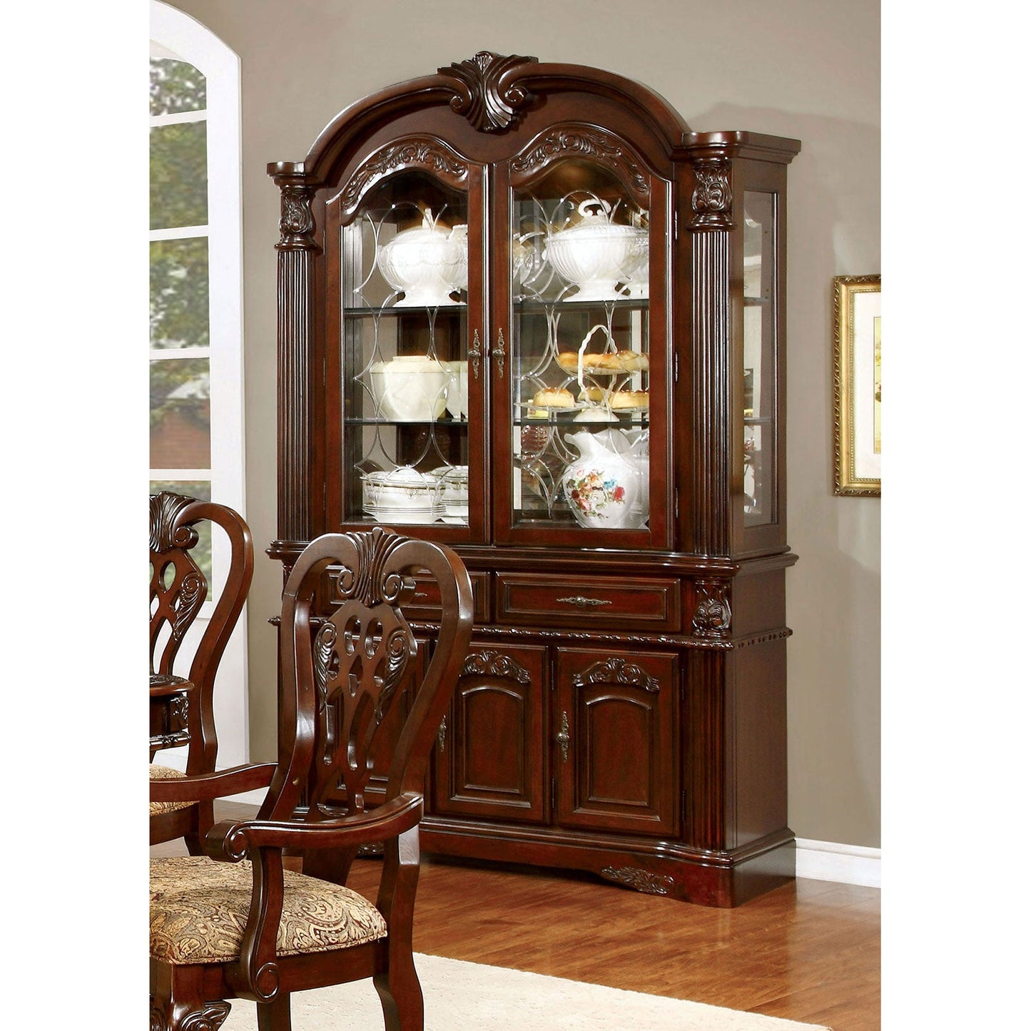 ELANA Brown Cherry Hutch & Buffet, Cherry FOA East