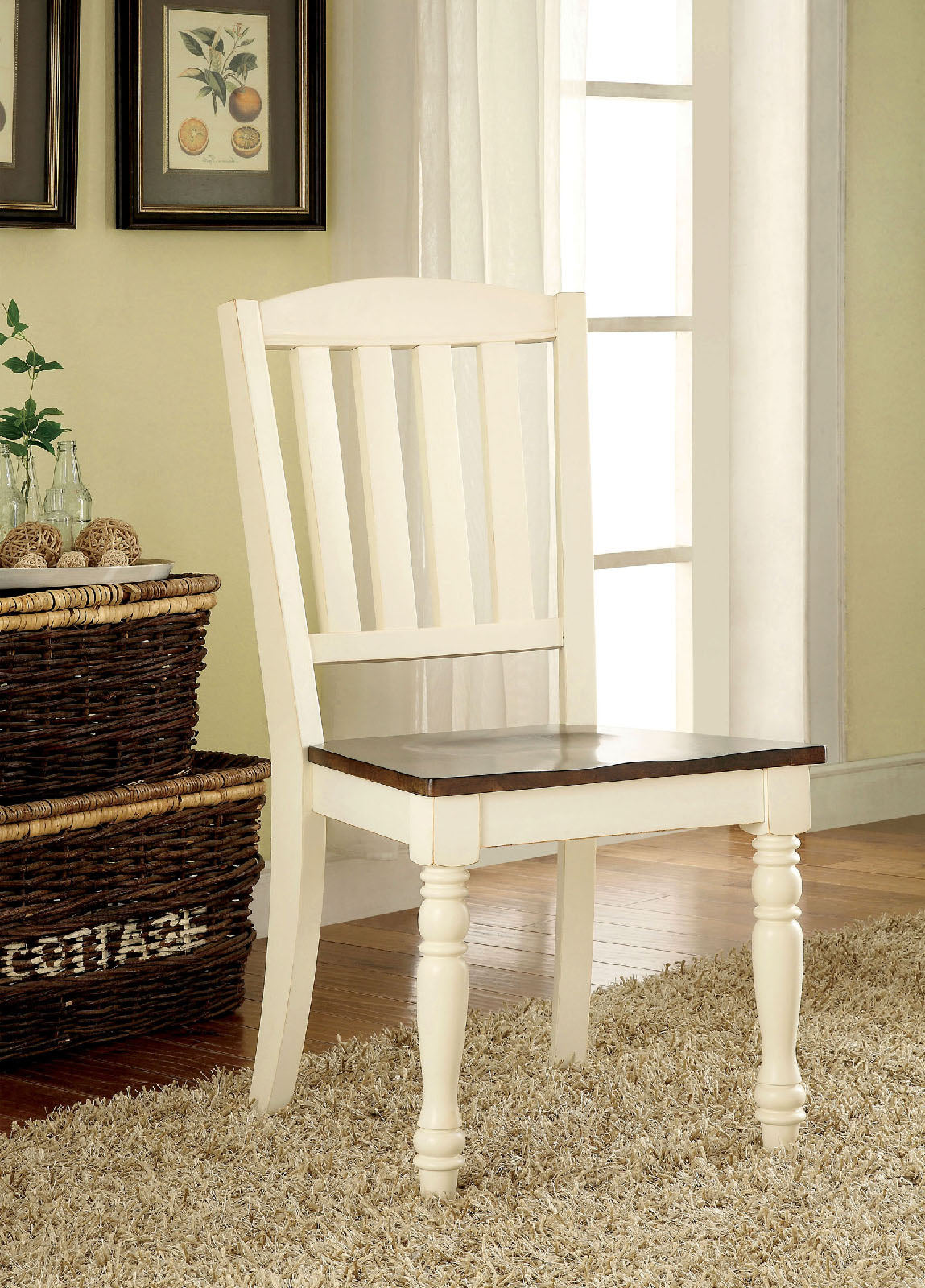 HARRISBURG Vintage White/Dark Oak Side Chair (2/CTN) FOA East