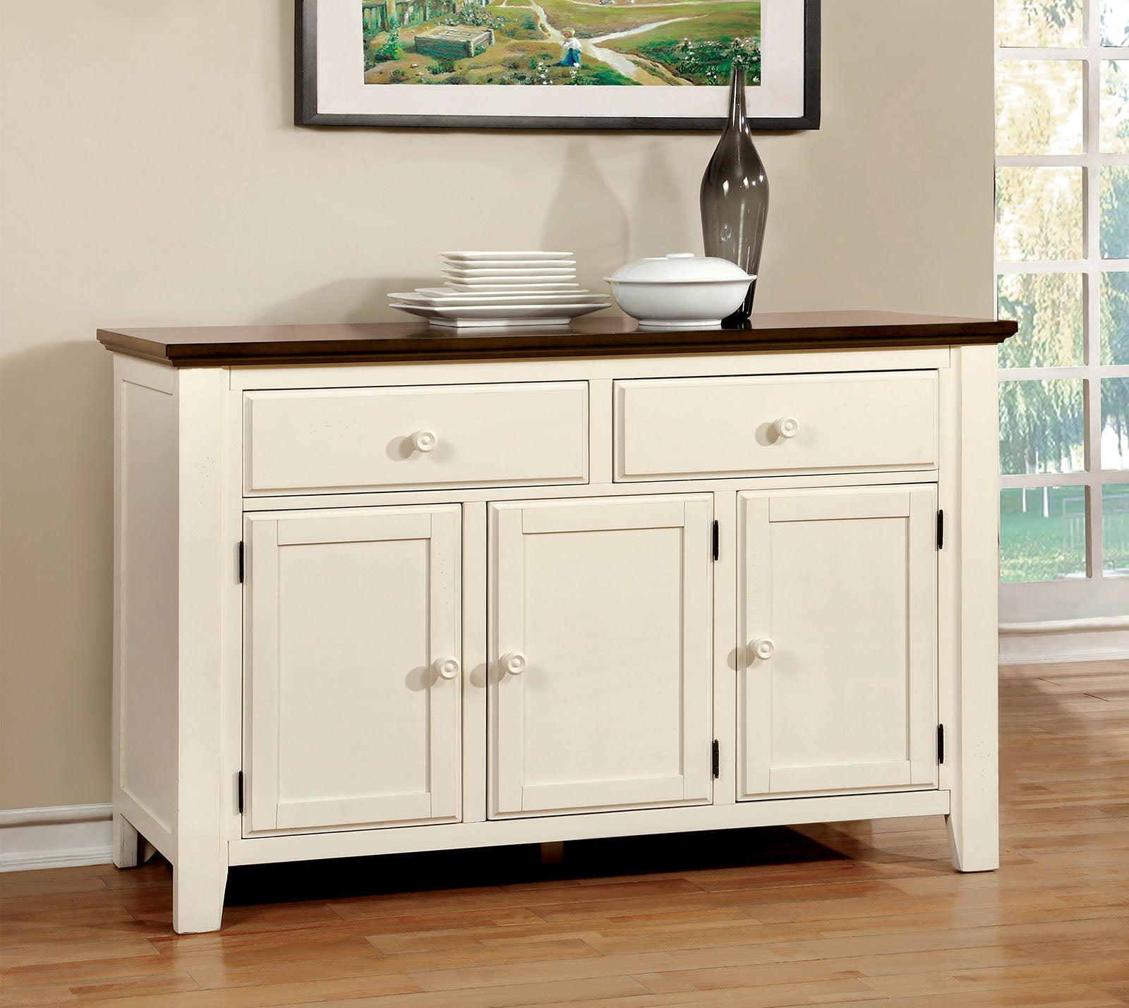 HARRISBURG Vintage White/Dark Oak Server FOA East