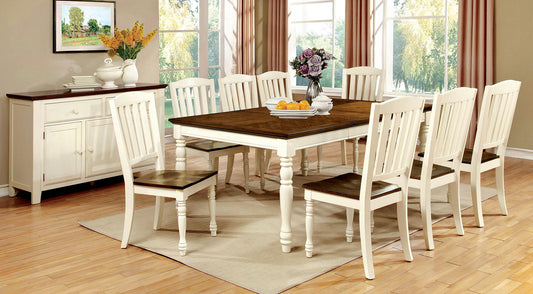 HARRISBURG Vintage White/Dark Oak 7 Pc. Dining Table Set FOA East