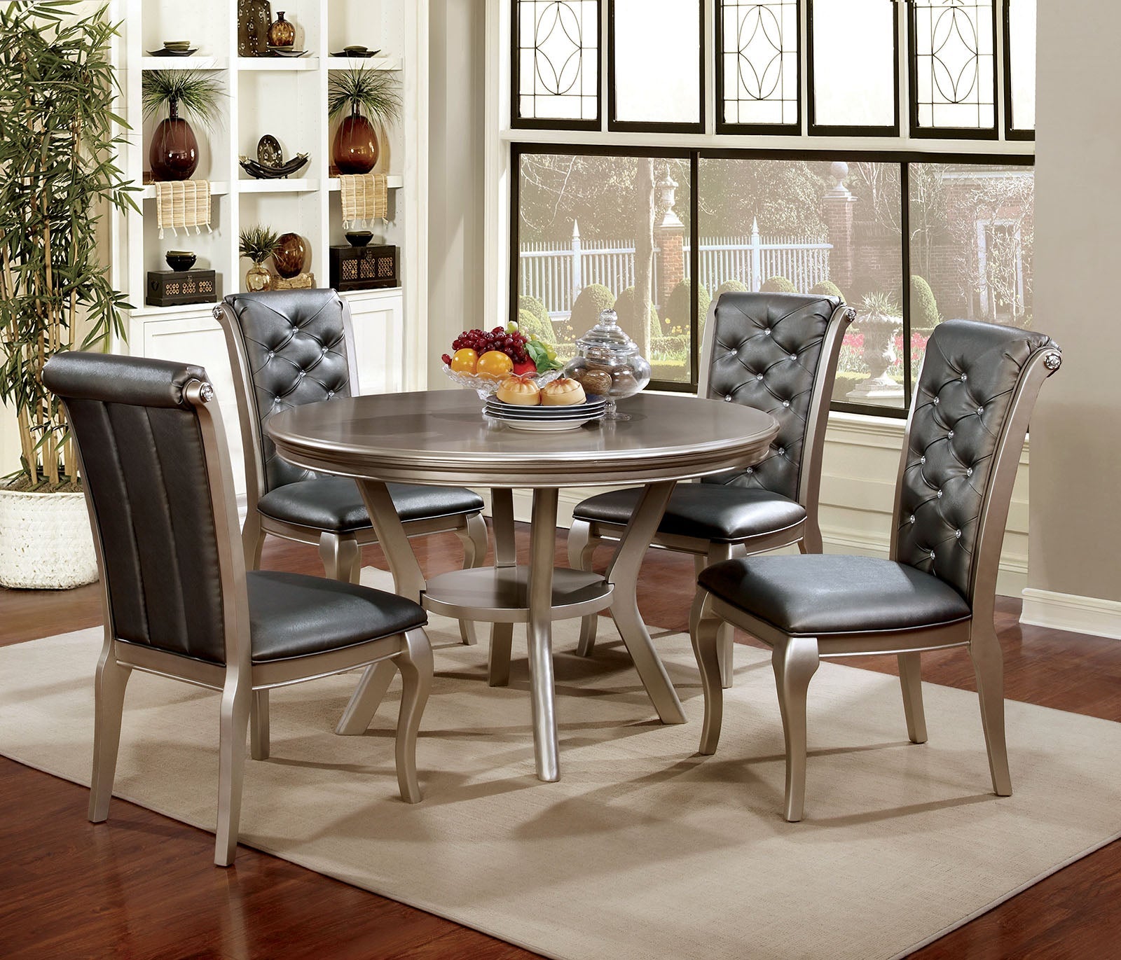 Amina Champagne 5 Pc. Round Dining Table Set FOA East